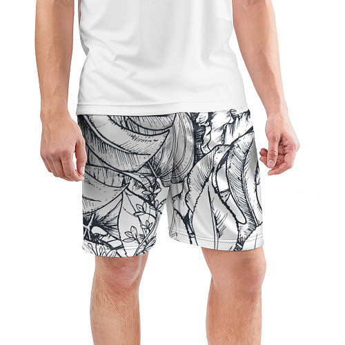 Мужские спортивные шорты Тропические листья / 3D-принт – фото 3