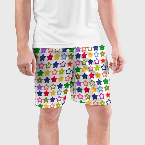 Мужские спортивные шорты Разноцветные звездочки / 3D-принт – фото 3