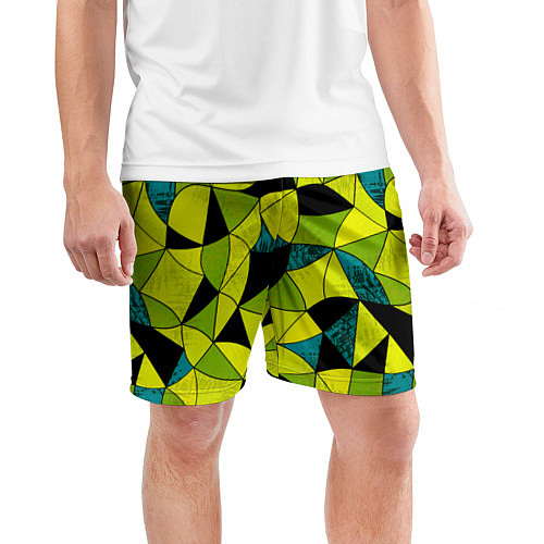 Мужские спортивные шорты Гранжевый яркий зеленый / 3D-принт – фото 3