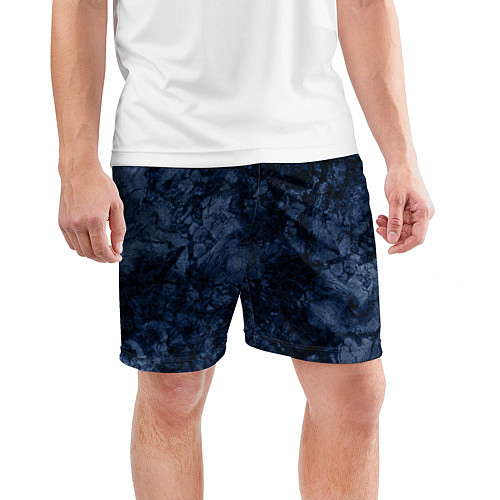 Мужские спортивные шорты Темно-синяя текстура камня / 3D-принт – фото 3