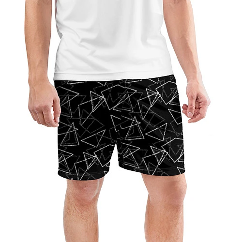 Мужские спортивные шорты Черно-белый геометрический / 3D-принт – фото 3