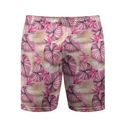 Шорты спортивные мужские Розовый тропический узор, цвет: 3D-принт