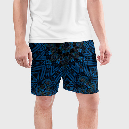 Мужские спортивные шорты Черно-синяя мандала / 3D-принт – фото 3