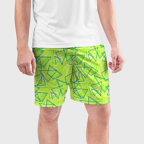 Мужские спортивные шорты Абстрактный неоновый зеленый / 3D-принт – фото 3