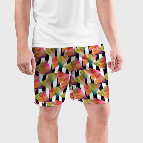 Мужские спортивные шорты Абстрактный полосатый узор / 3D-принт – фото 3