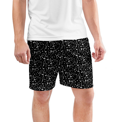 Мужские спортивные шорты Черно-белый спортивный узор / 3D-принт – фото 3