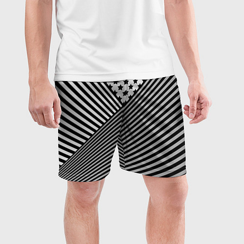 Мужские спортивные шорты Полосатый комбинированный узор / 3D-принт – фото 3