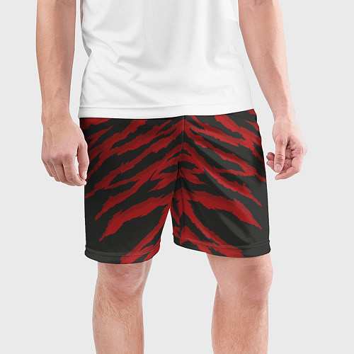 Мужские спортивные шорты Красная шкура тигра / 3D-принт – фото 3