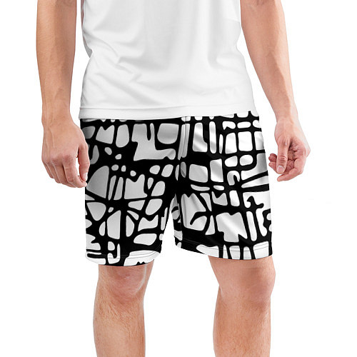 Мужские спортивные шорты Черно-Белый мотив Cantabrigiensia, подходящий для / 3D-принт – фото 3
