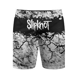 Шорты спортивные мужские Надпись Слипкнот Рок Группа ЧБ Slipknot, цвет: 3D-принт