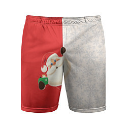 Шорты спортивные мужские Дед Мороз селфи, цвет: 3D-принт