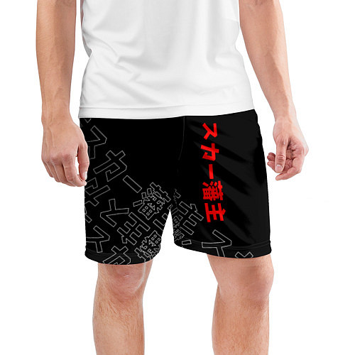 Мужские спортивные шорты SCARLXRD JAPAN STYLE ИЕРОГЛИФЫ / 3D-принт – фото 3