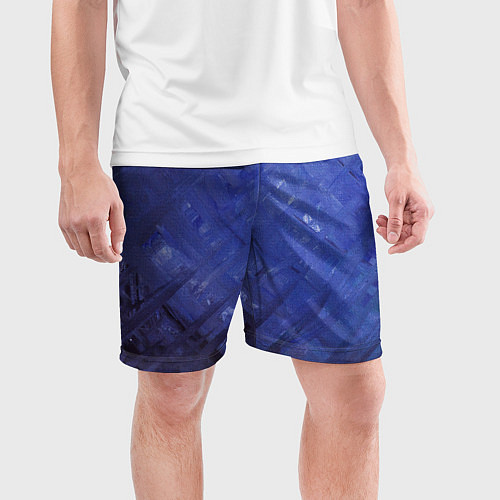Мужские спортивные шорты Синие акварельные мазки / 3D-принт – фото 3