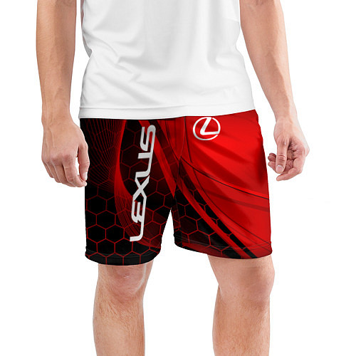 Мужские спортивные шорты LEXUS RED GEOMETRY ЛЕКСУС / 3D-принт – фото 3