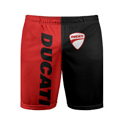 Шорты спортивные мужские DUCATI BLACK RED BACKGROUND, цвет: 3D-принт
