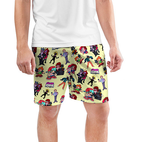 Мужские спортивные шорты Friday Night Funkin - все герои / 3D-принт – фото 3