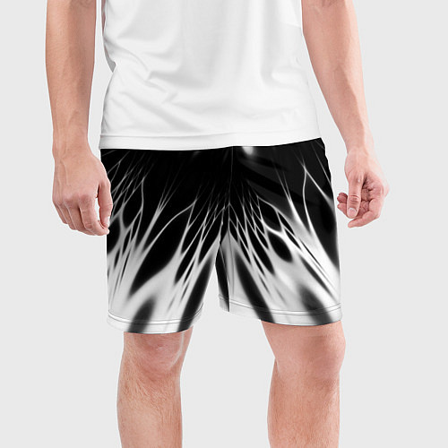 Мужские спортивные шорты Белый и черный - коллекция Лучи - Хуф и Ся / 3D-принт – фото 3
