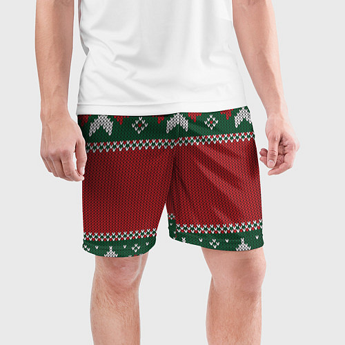 Мужские спортивные шорты Knitted Christmas Pattern / 3D-принт – фото 3