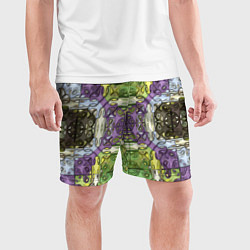 Шорты спортивные мужские Коллекция Фрактальная мозаика Фиолетово-зеленый, цвет: 3D-принт — фото 2