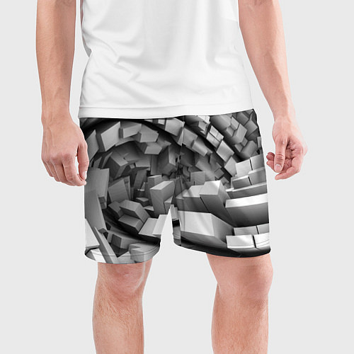 Мужские спортивные шорты Геометрическая объёмная абстракция / 3D-принт – фото 3