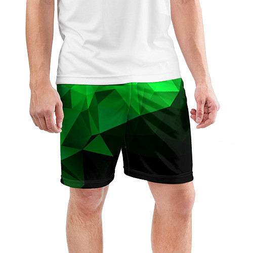 Мужские спортивные шорты Изумрудный Зеленый Геометрия / 3D-принт – фото 3
