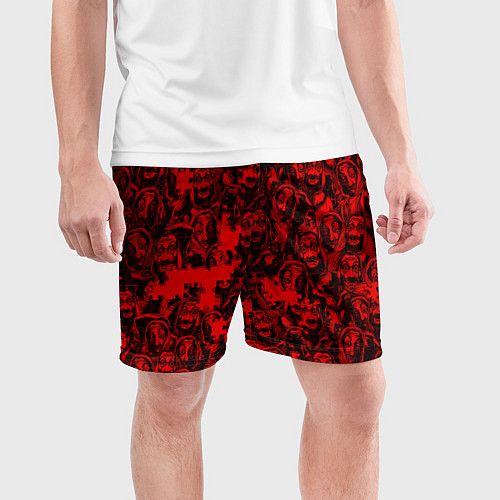 Мужские спортивные шорты LA CASA DE PAPEL RED CODE PATTERN / 3D-принт – фото 3