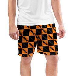 Шорты спортивные мужские Black Orange Squares, цвет: 3D-принт — фото 2