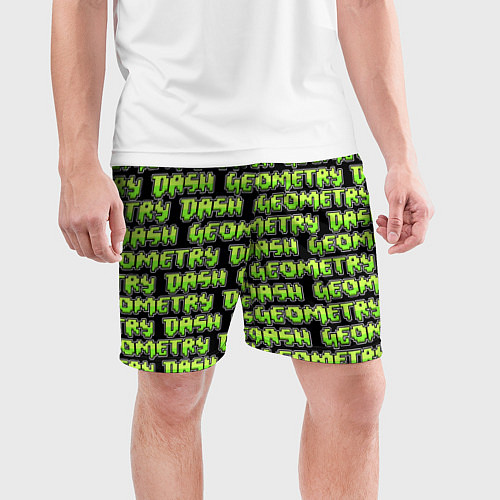 Мужские спортивные шорты Geometry Dash: Green Pattern Logo / 3D-принт – фото 3