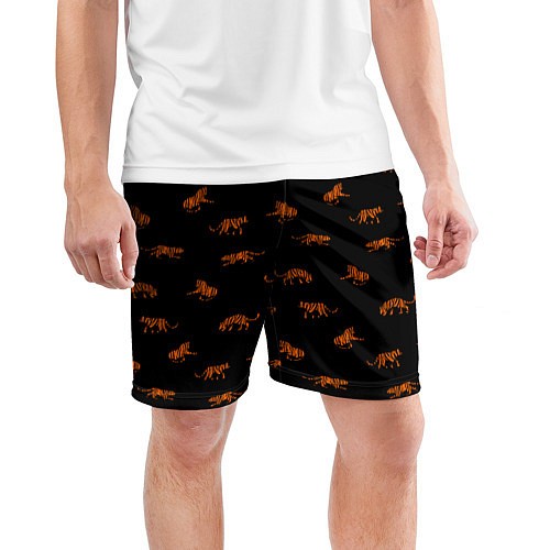 Мужские спортивные шорты Тигры паттерн Tigers pattern / 3D-принт – фото 3