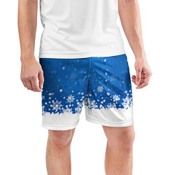 Шорты спортивные мужские Снежинки - С Новым Годом, цвет: 3D-принт — фото 2