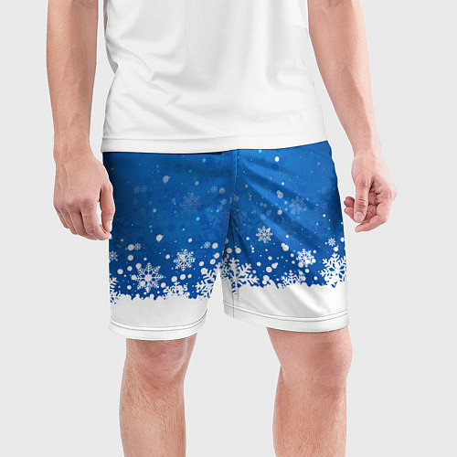 Мужские спортивные шорты Снежинки - С Новым Годом / 3D-принт – фото 3