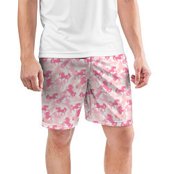 Шорты спортивные мужские Розовые Единороги, цвет: 3D-принт — фото 2