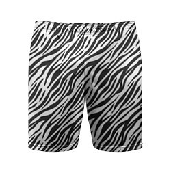 Шорты спортивные мужские Чёрно-Белые полоски Зебры, цвет: 3D-принт