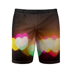 Мужские спортивные шорты Горящие сердца всех цветов радуги