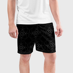 Шорты спортивные мужские Цветочный орнамент белый на черном, цвет: 3D-принт — фото 2