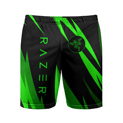 Шорты спортивные мужские RAZER GREEN, цвет: 3D-принт
