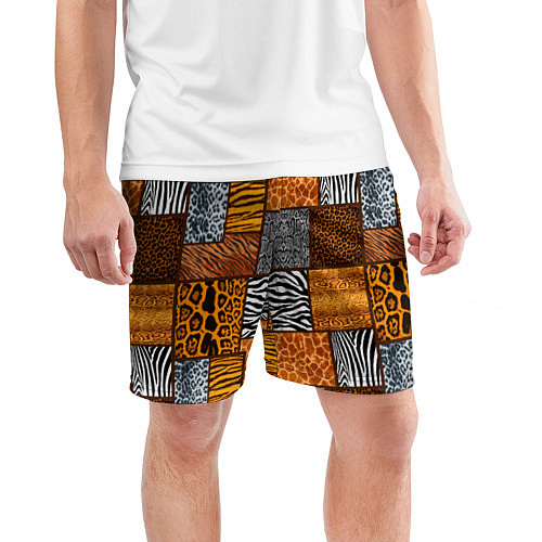 Мужские спортивные шорты Тигр, полосы, 2022 / 3D-принт – фото 3