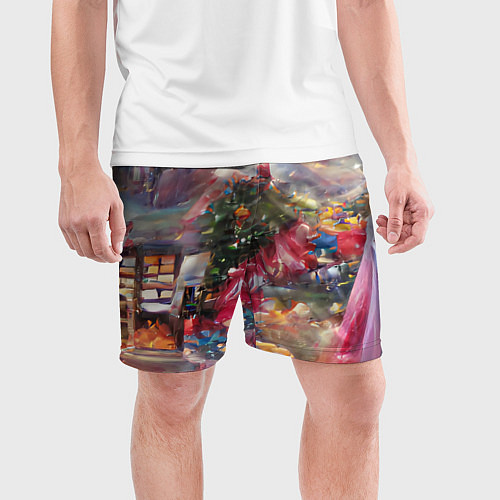 Мужские спортивные шорты Ностальгия Рождества / 3D-принт – фото 3