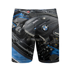 Шорты спортивные мужские BMW Engine Twin Power Turbo, цвет: 3D-принт
