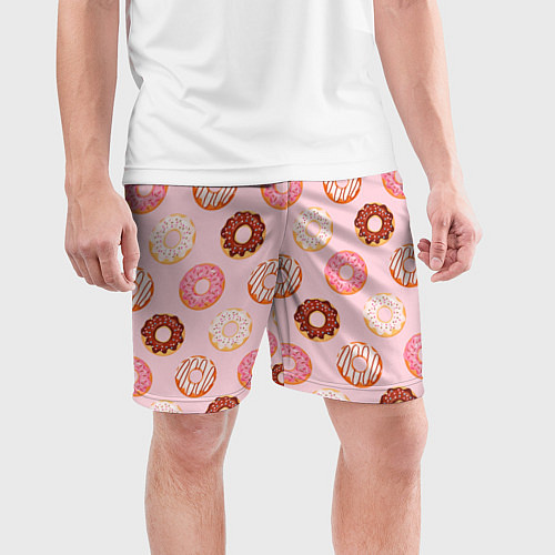 Мужские спортивные шорты Pink donuts / 3D-принт – фото 3