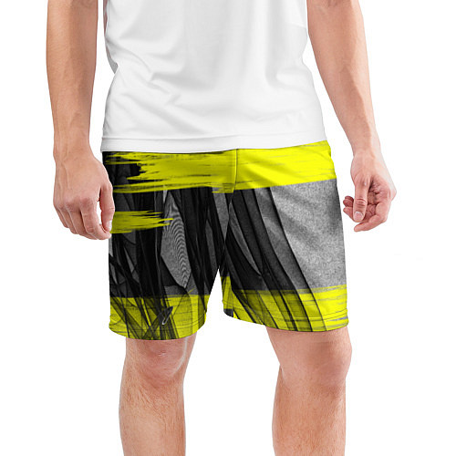 Мужские спортивные шорты Коллекция Get inspired! Абстракция Fl-42-167-l-yel / 3D-принт – фото 3