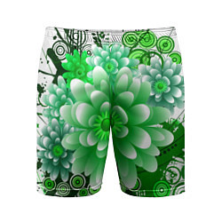 Шорты спортивные мужские Яркая пышная летняя зелень, цвет: 3D-принт