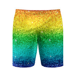 Шорты спортивные мужские Блестки радуга, цвет: 3D-принт