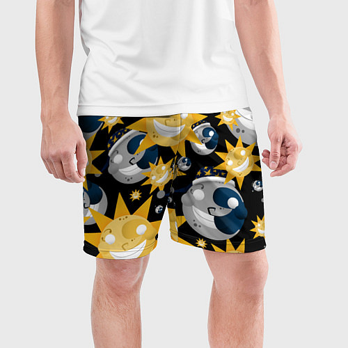 Мужские спортивные шорты Солнце и Луна из FNAF Security Breach Паттерн / 3D-принт – фото 3