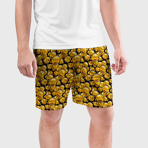 Мужские спортивные шорты Золотые Монеты Bitcoin / 3D-принт – фото 3