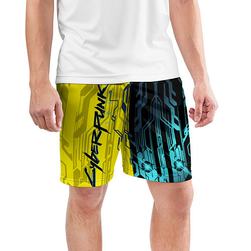 Мужские спортивные шорты CYBERPUNK 2077 Логотип / 3D-принт – фото 3