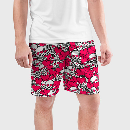 Мужские спортивные шорты Влюбленные черепа / 3D-принт – фото 3