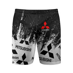 Шорты спортивные мужские Mitsubishi black & white, цвет: 3D-принт