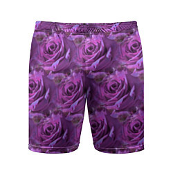 Шорты спортивные мужские Фиолетовые цветы паттерн, цвет: 3D-принт