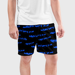 Шорты спортивные мужские Полосатый синий с черным как водяной тигр, цвет: 3D-принт — фото 2